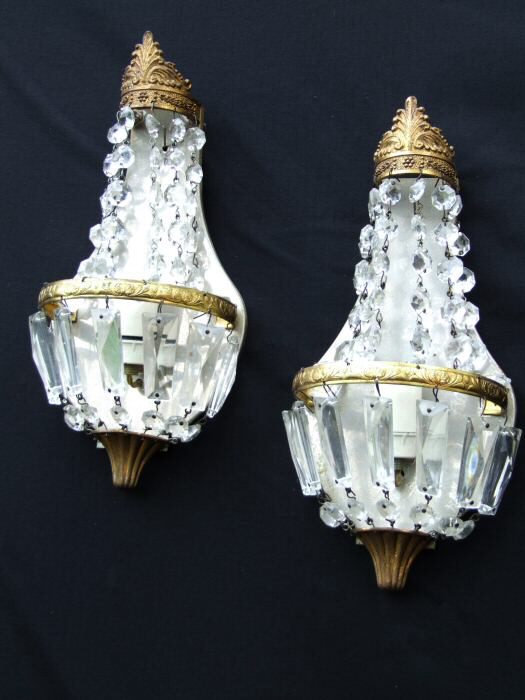 Pair of Antique Sac a Perles Wall Lights