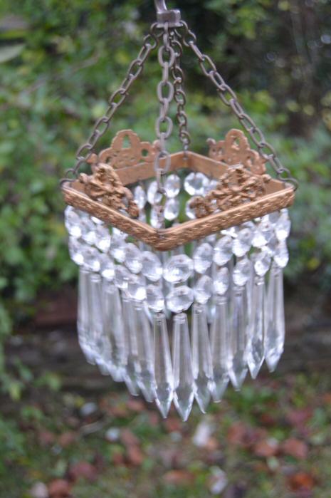 A Beautiful Small 2 Tier Square Icicle drop Chandelier
