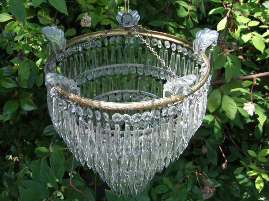 A Large Mid 20th Century 5 Tier Icicle Drop Chandelier
