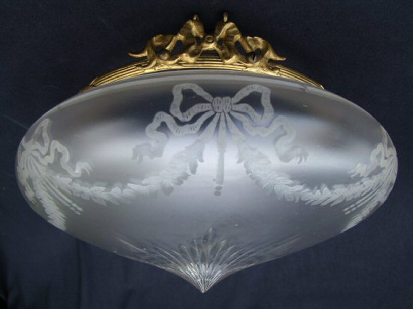 Edwardian Opaque Etched Ceiling Light