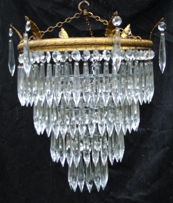 A Large Edwardian 4 Tier Icicle Drop Chandelier