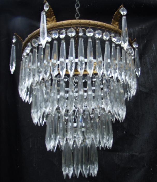 A Large Edwardian 4 Tier Icicle Drop Chandelier