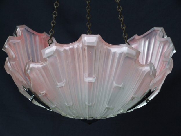 Art Deco Pink Opaque Shell Ceiling Light