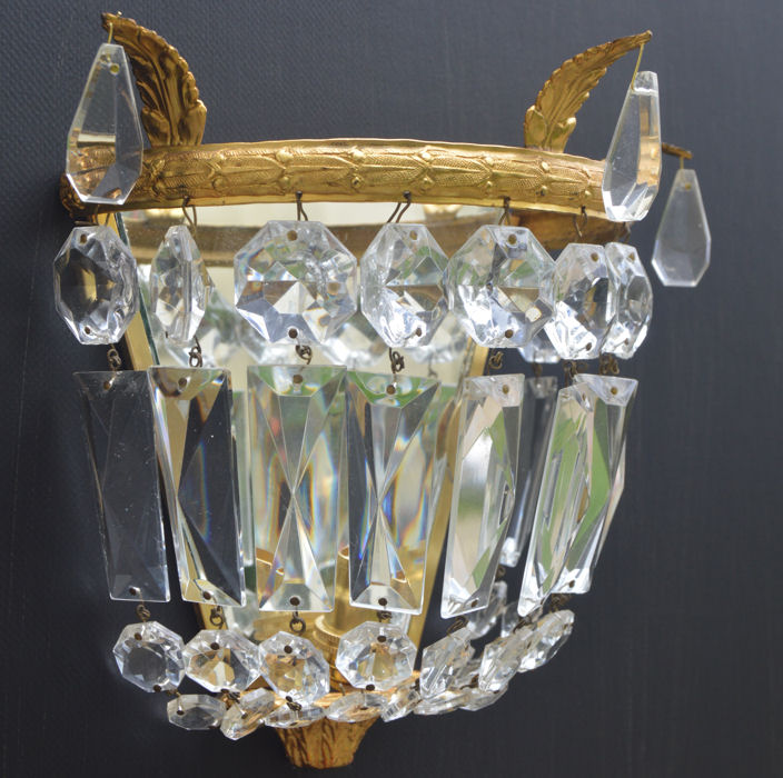 Circa 1930 Purse Wall Lights with accanthus leaf decoration