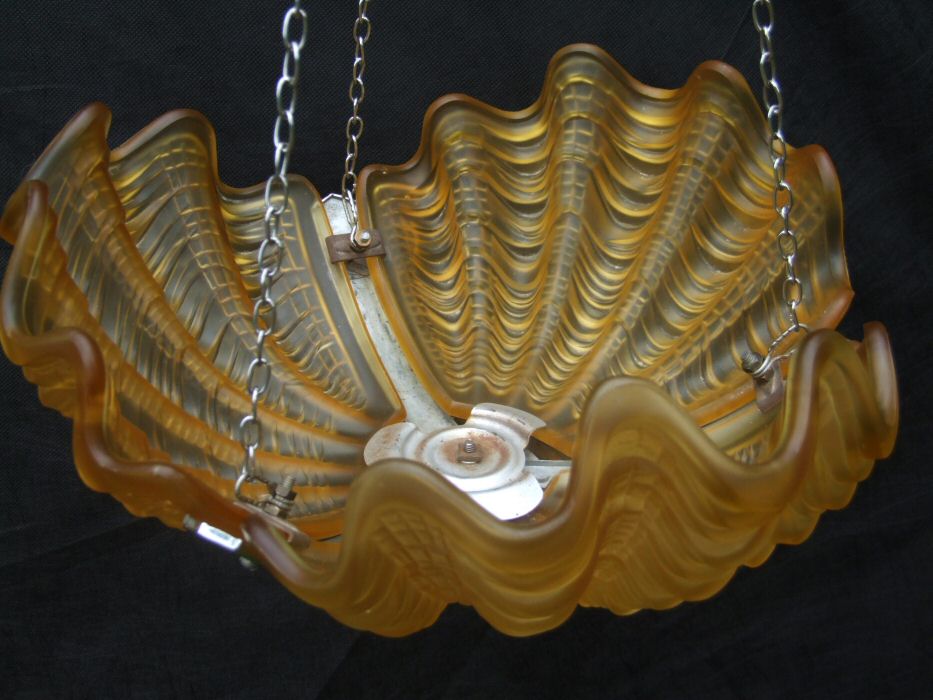 Stunning Amber Art Deco Shell Ceiling Light
