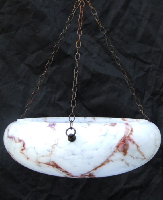 Mottled White Deco Ceiling Light with chocolate and pink veins running through