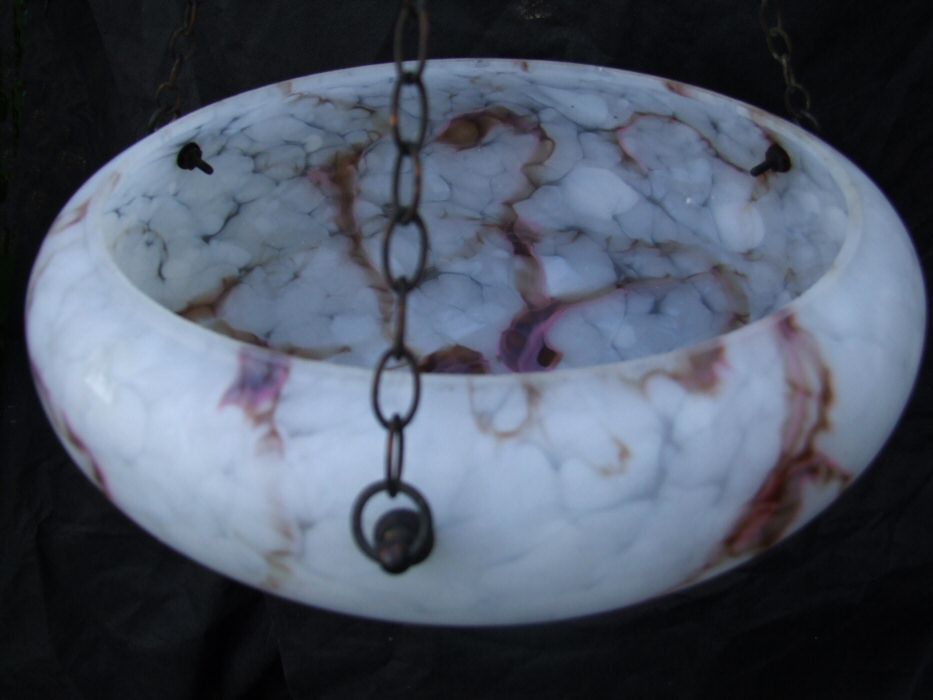 Mottled White Deco Ceiling Light with chocolate and pink veins running through