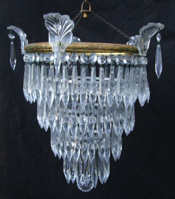A Large Mid 20th Century 4 Tier Icicle Drop Chandelier