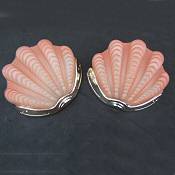 Pair of Coral Art Deco Shell Wall Lights 