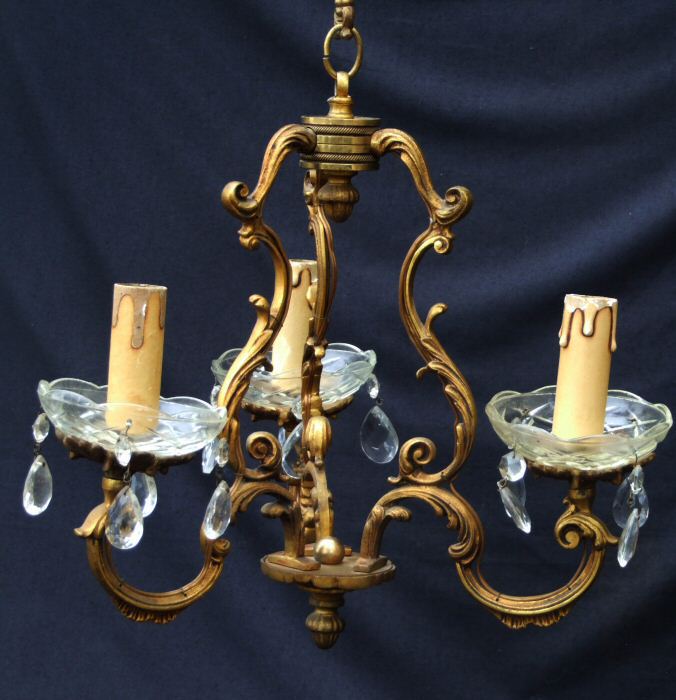 Antique 19th Century French 3 Arm Birdcage chandelier