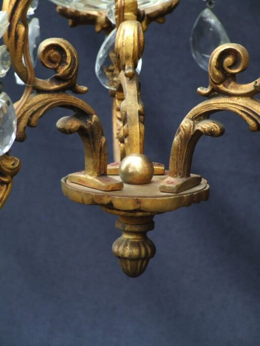 Antique 19th Century French 3 Arm Birdcage chandelier