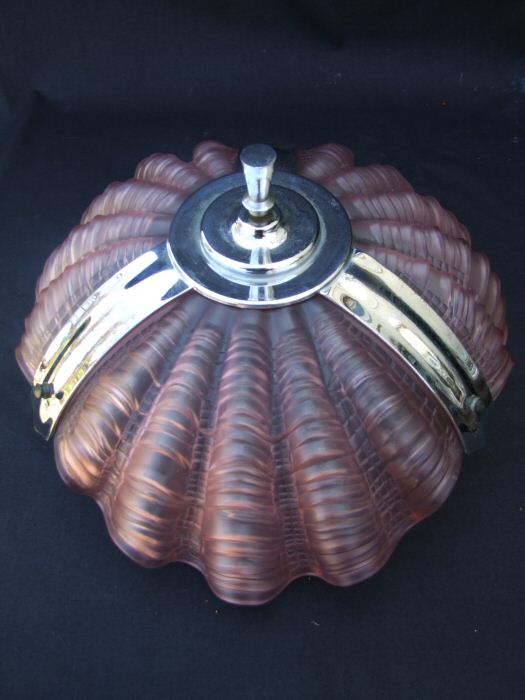 Stunning Cranberry Deco Shell Ceiling Light