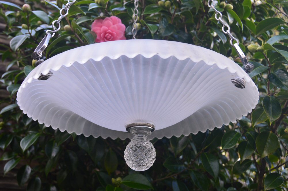 Circa 1930 Fluted Upturned Opaque Ceiling Light