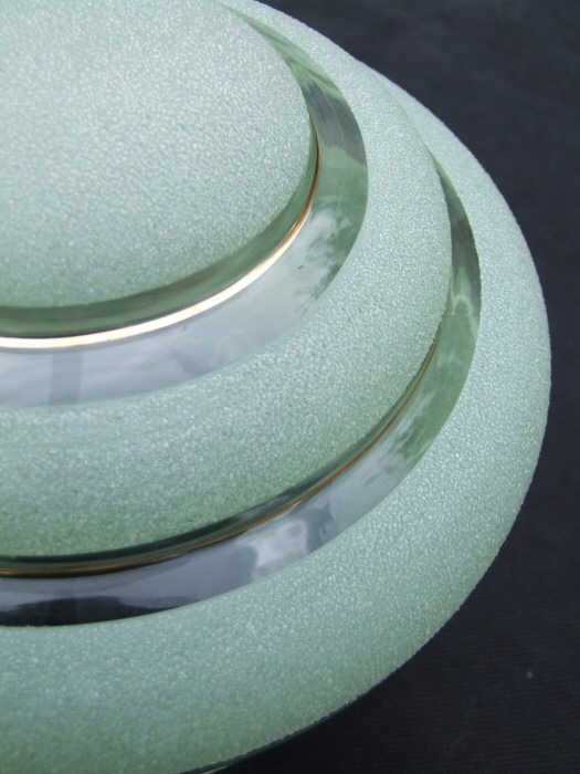 Gorgeous Art Deco Sugar Frosted Green Ceiling Light
