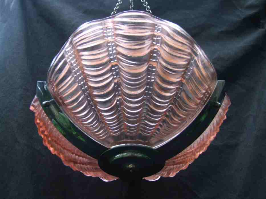 Stunning Cranberry Deco Shell Ceiling Light