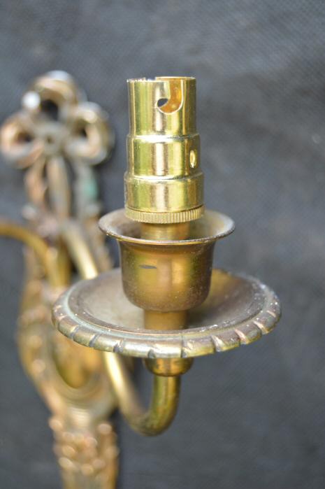 A Set of 3 Double Arm Cast Brass Wall Lights 