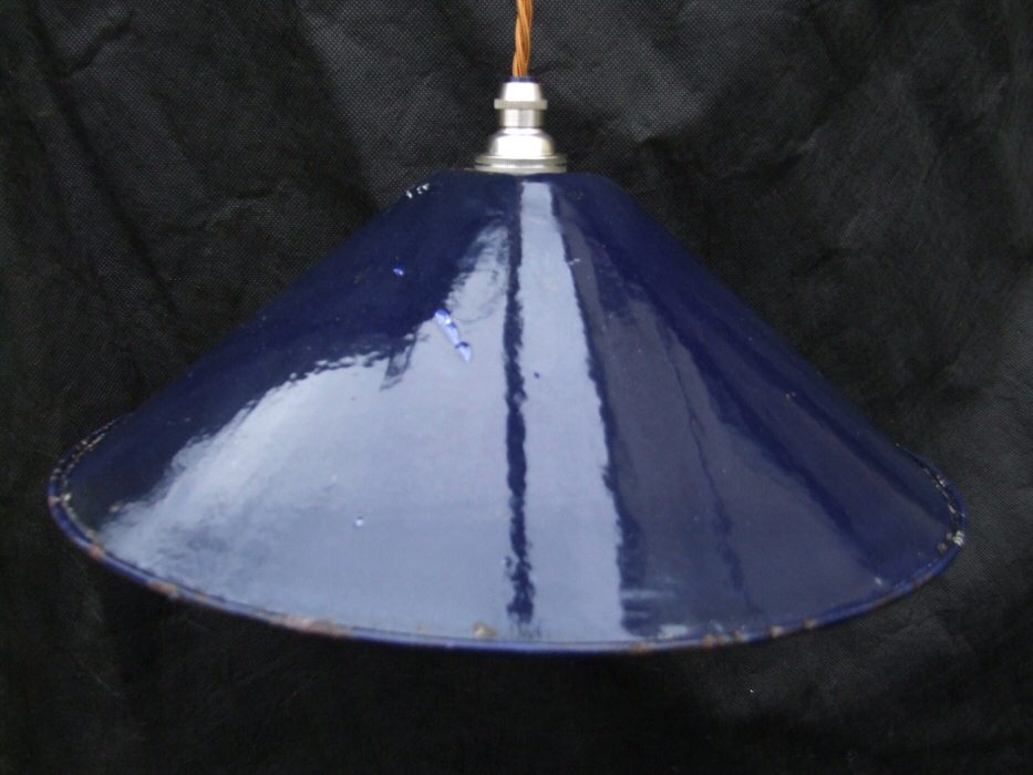 Edwardian Dark Blue Enamel Ceiling Light