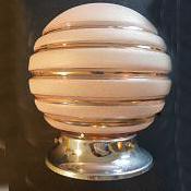 Pretty Frosted Pink Art Deco Globe Ceiling Light