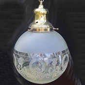 Large Mid/late 20th Century Etched Glass Ceiling light