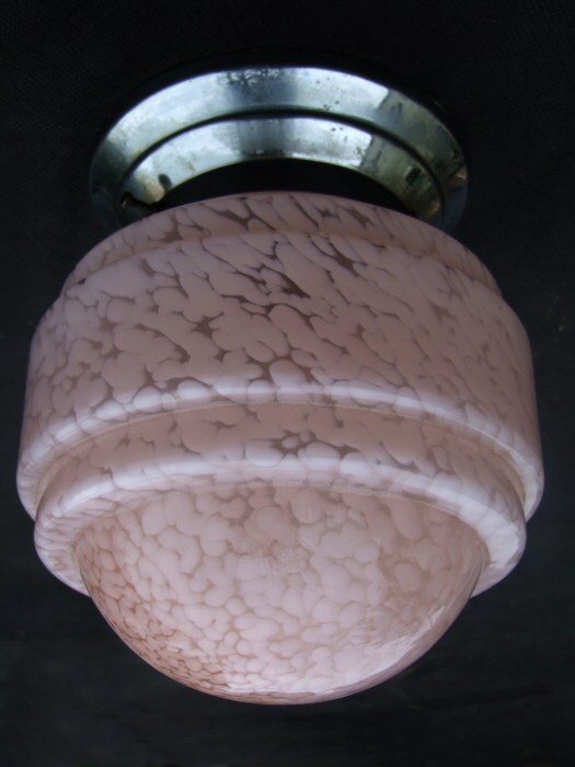 Mottled Pink Art Deco Globe Ceiling Light