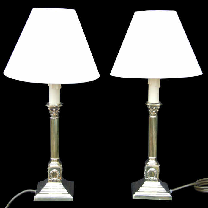 Pair of Edwardian Corinthian Column Table Lamps