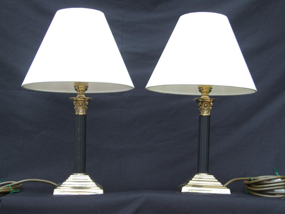 Pair of small Edwardian Corinthian Column Table Lamps