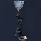 Signed Victorian Spelter Cherub Lamp
