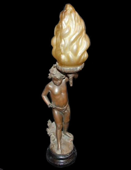 French Spelter Figural Lamp